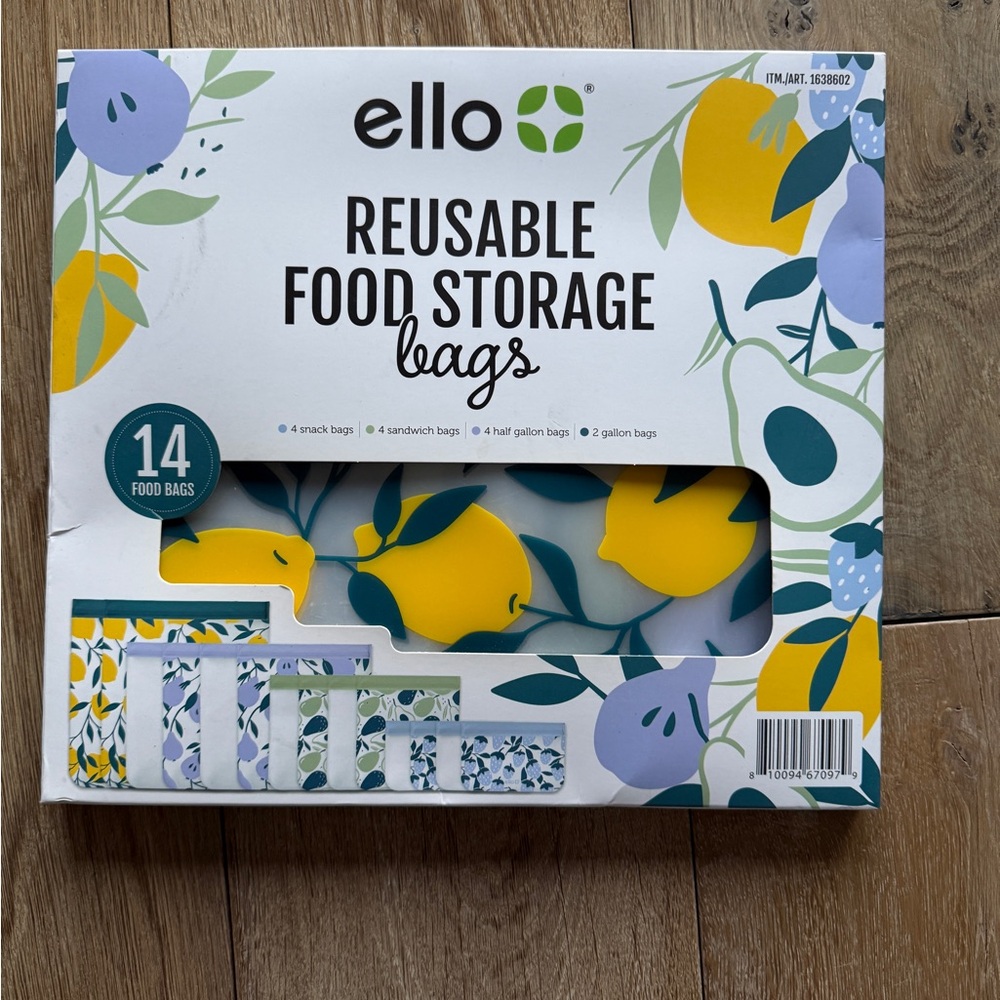 Yw and Blue Reusable Food Storage Bags for Kitchen